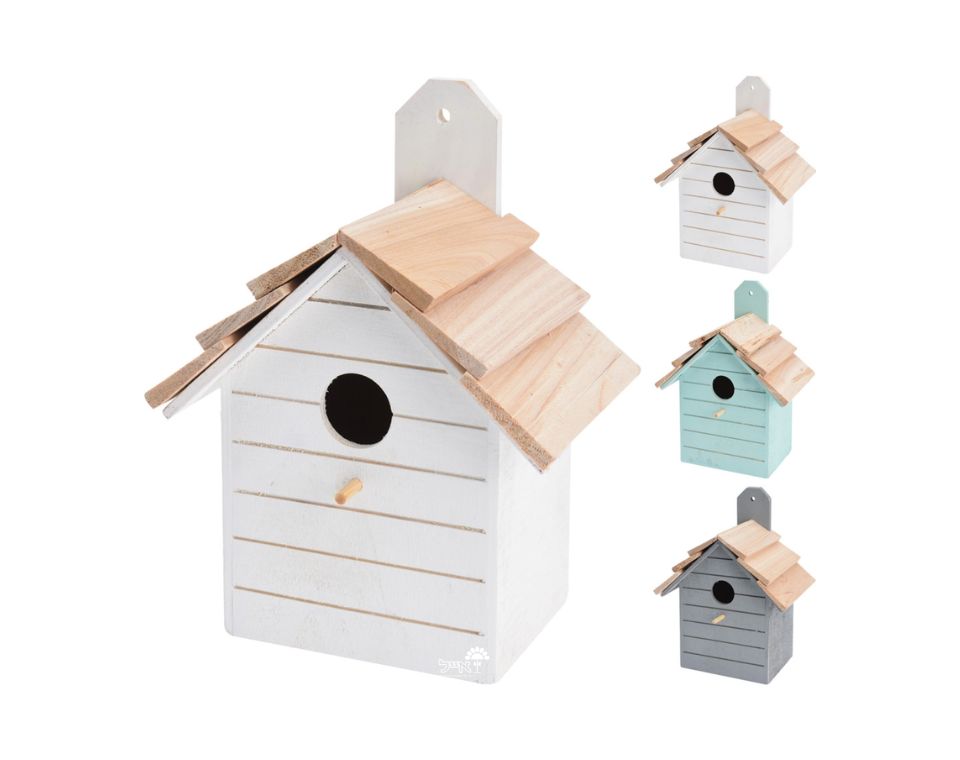 תיבת קינון מעץ לציפורים קטנות | 22X16 | דגם 7653350 | אפור