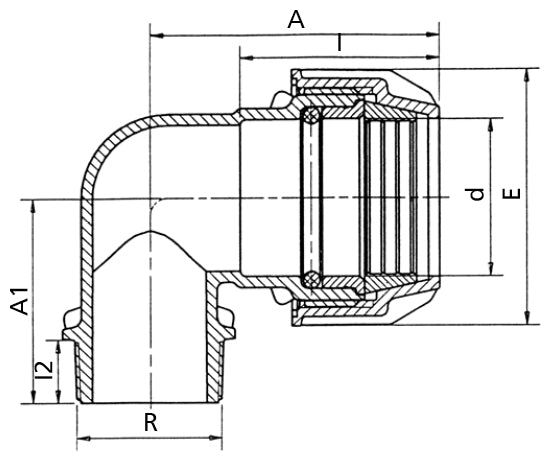זווית הברגה חיצונית 16 מ״מ | סדרת סילבר