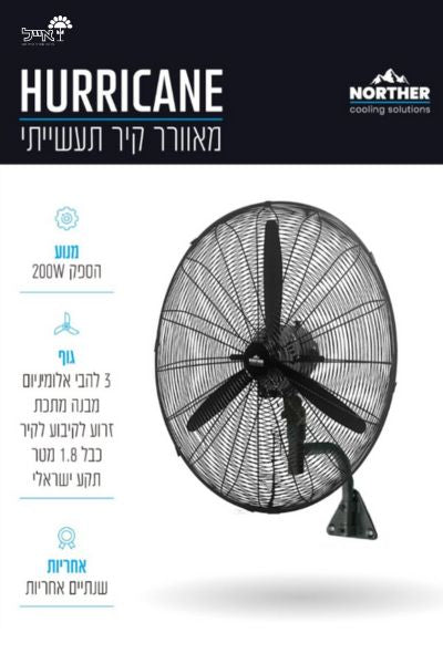 מאוורר תעשייתי 28" לקיר | 200W | Hurricane