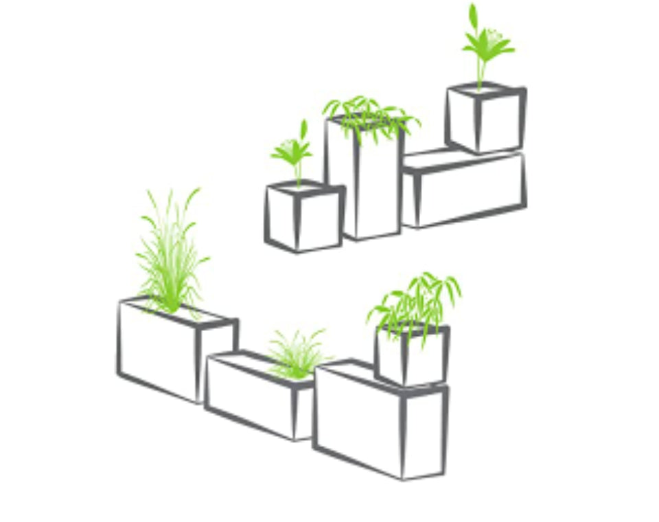 אדנית דמוי אבן | מידות 29.5X29.5X29.5 | אפור בהיר