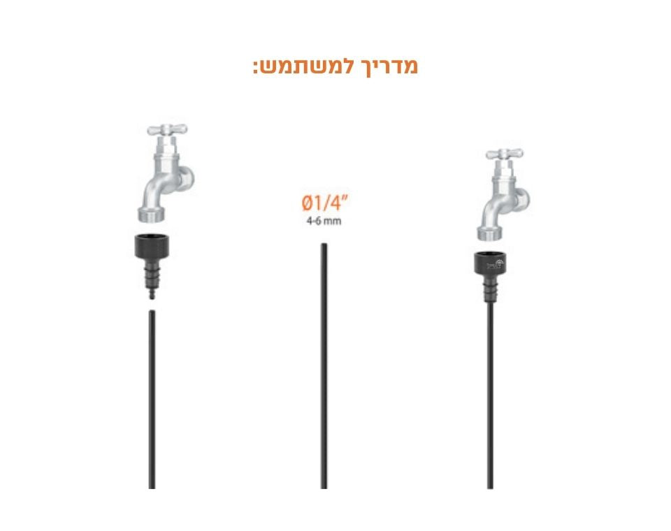 מתאם הברגה בין ברז בקוטר ''1/2 - ''3/4 | לצינור 4-6 מ''מ