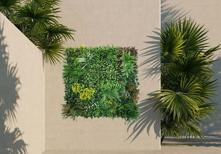 קיר ירוק מתכוונן - עלה משולב צבעוני משתרע | 50/50 ס״מ