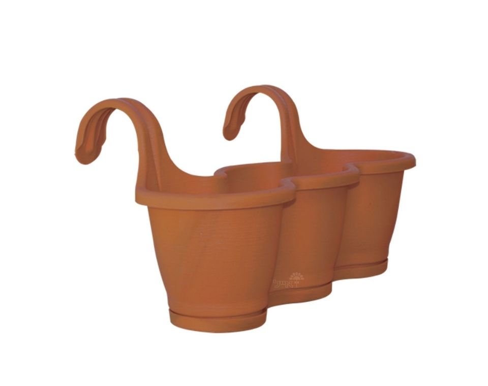 אדנית מעקה שלישיה | טרקוטה | אורך 53 ס״מ