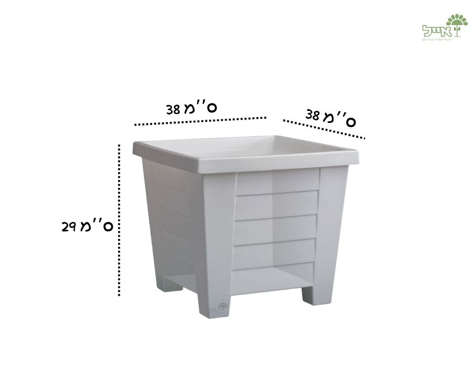 עציץ כנען ריבועי | לבן | 38X38