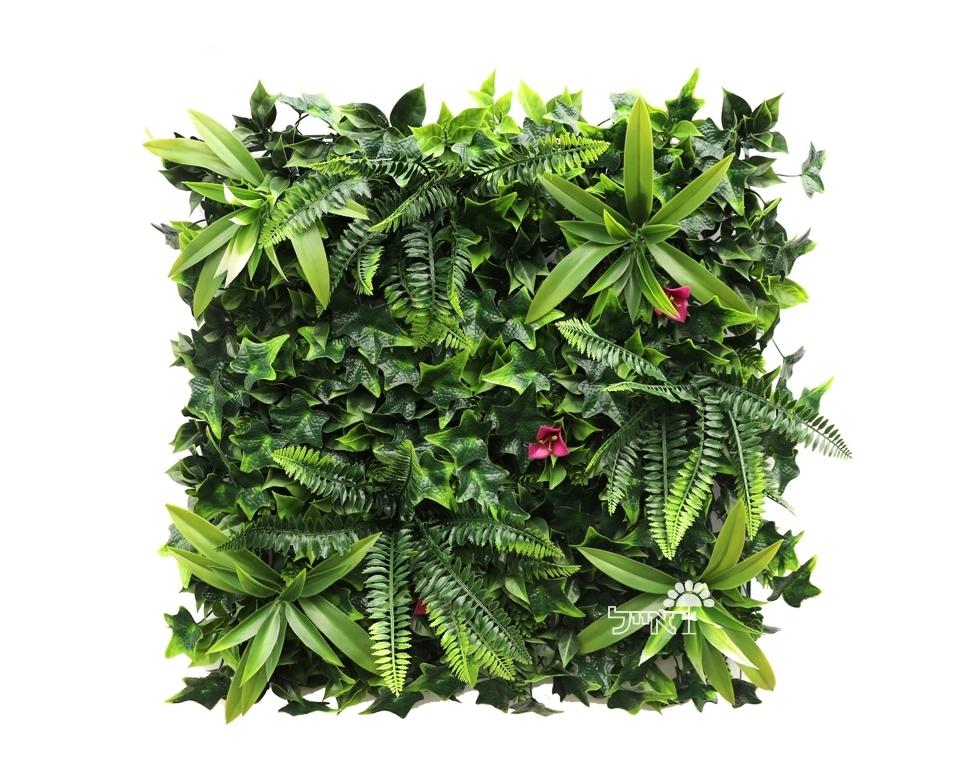 קיר ירוק מתכוונן - עלה משולב פרחים ורודים | 100/100 ס״מ