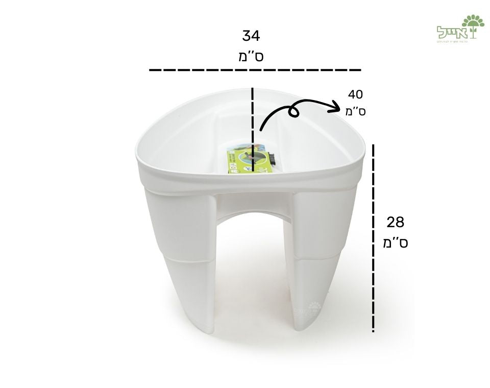 אדנית מעקה | לבן | דגם לילך | 40 ס״מ