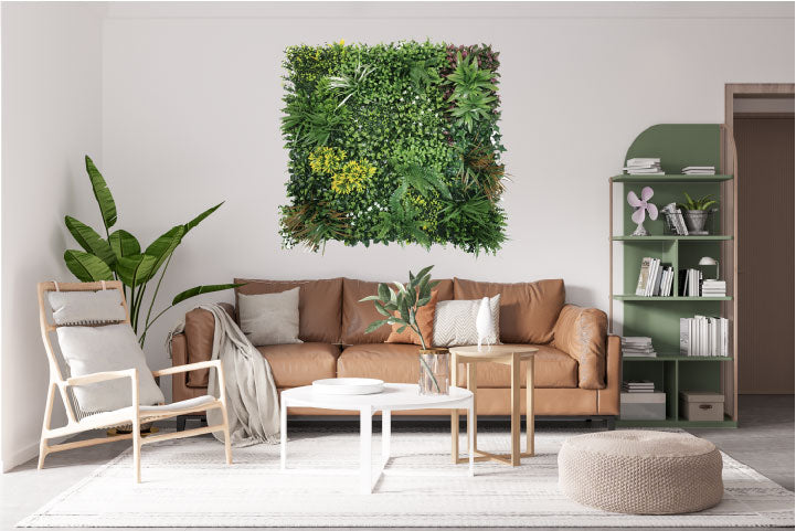 קיר ירוק מתכוונן - עלה משולב צבעוני משתרע | 50/50 ס״מ