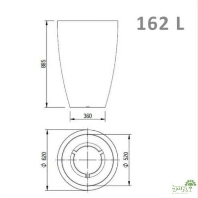כד גבוה | דגם בוסטון | קוטר 62 גובה 88.5 | אפור