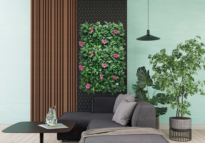 קיר ירוק מתכוונן - פרחים ורודים | 50/50 ס״מ